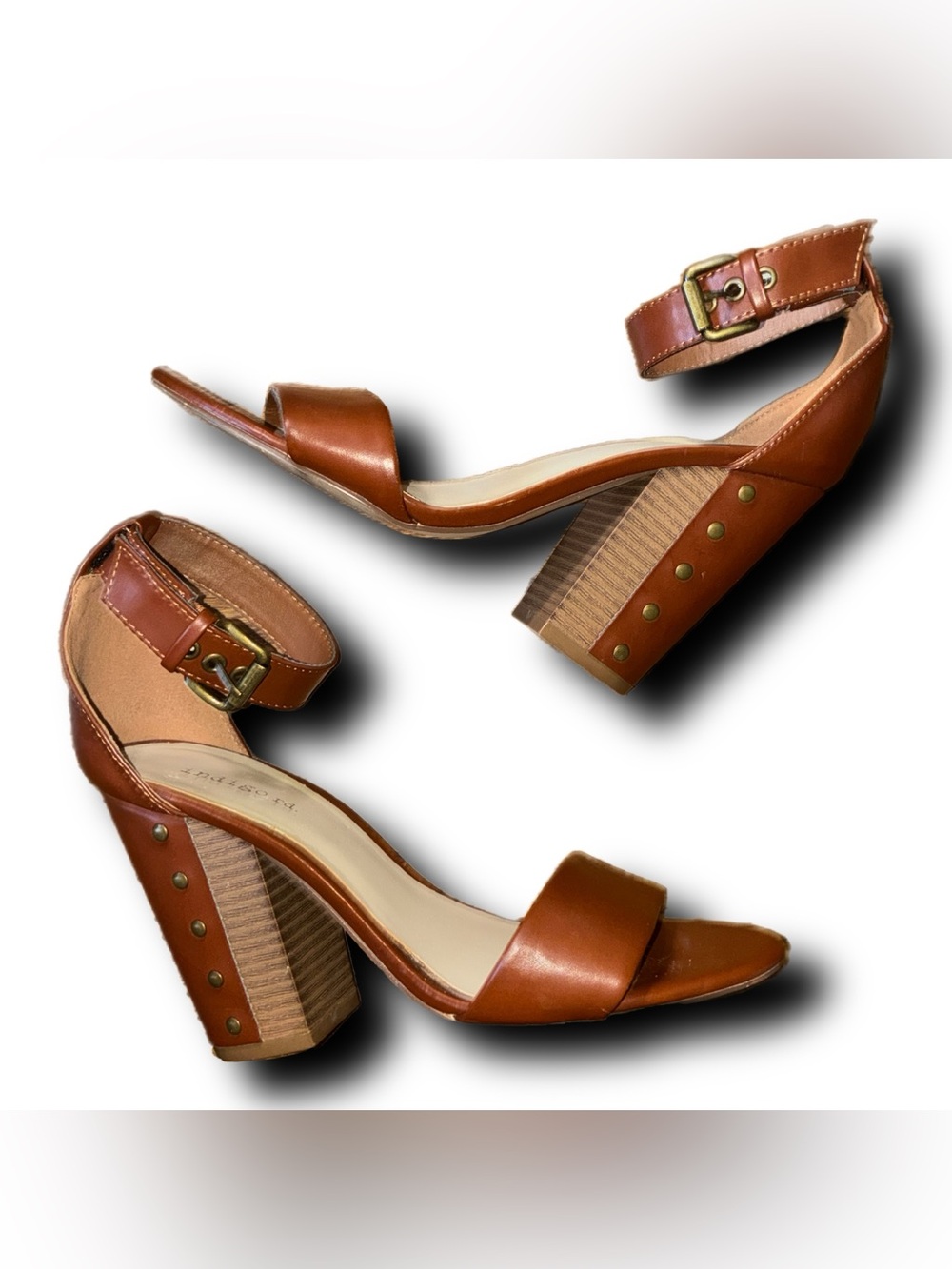 Indigo Rd. Imagen Ankle-Strap Chunky Stacked Heels w Stud Accents Fall Vibes